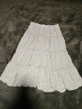 Sage Green Floral Skirt